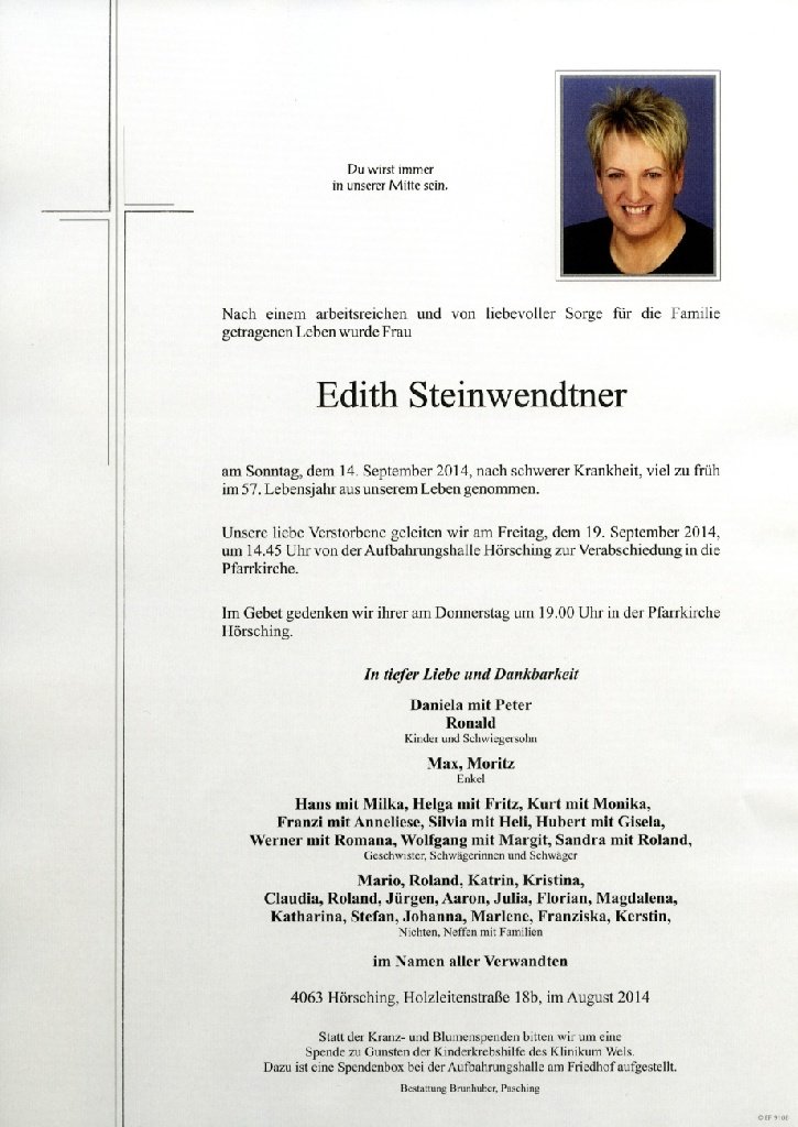 Paterzettel Edith Steinwendtner